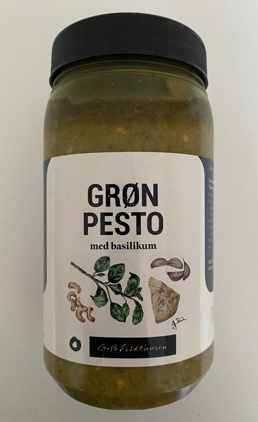 Stort grøn pesto med basilikum